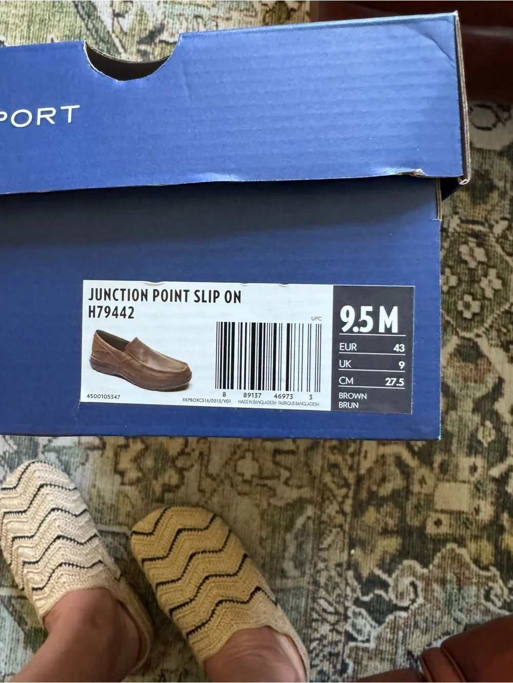 Rockport Men’s Chestnut Brown Leather Slip-On Loafer